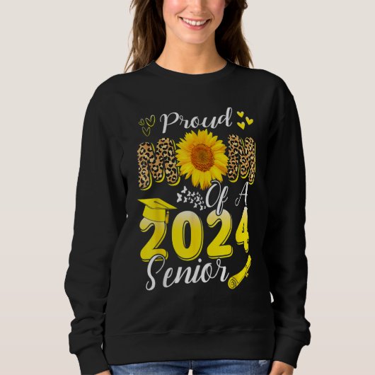 Sweatshirt Proud Mom Of A 2024 Senior, Funny Leopard Sunflowe (Devant)