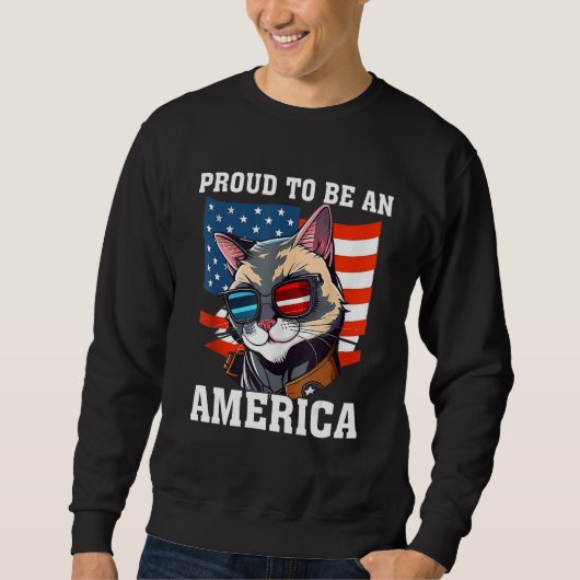 Sweatshirt Proud To Be An Americat Funny Cat American Flag 4t (Devant)