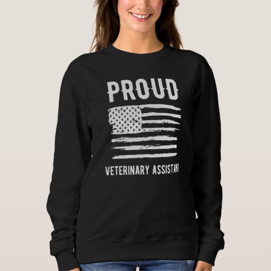 Sweatshirt Proud Veterinary Assistant Profession American Fla (Devant)