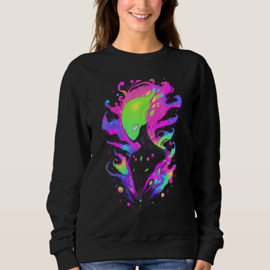 Sweatshirt Psychedelic Alien Party Rave Extraterrestrial UFO  (Devant)