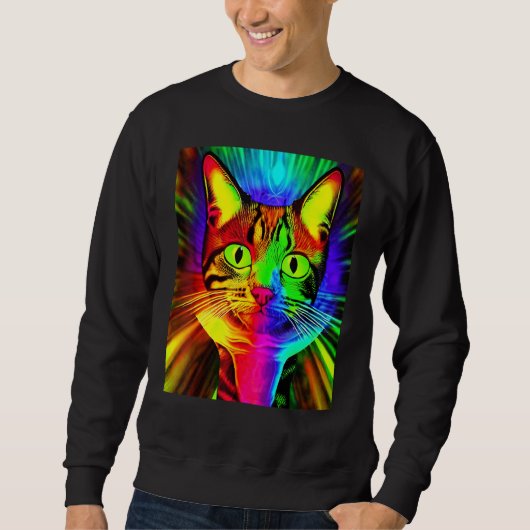 Sweatshirt Psychedelic Kitty Kitten In Cat Style (Devant)