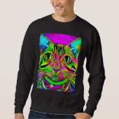 Sweatshirt Psychedelic Kitty Kitten Lover In Cat Art Style (Devant)