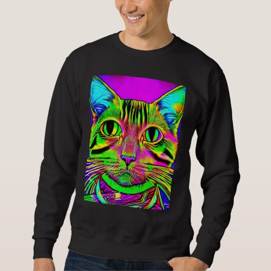 Sweatshirt Psychedelic Kitty Kitten Lover In Cat Art Style (Devant)