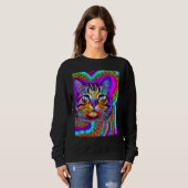 Sweatshirt Psychedelic Kitty Kitten Lover In Cat Art Style_3 (Devant entier)