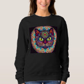 Sweatshirt Psychedelic Mandala Cat (Devant)