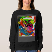 Sweatshirt Psychedelic Trippy Moustache Pug (Devant)