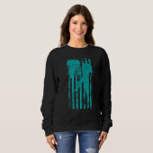 Sweatshirt PTSD Turquoise Ribbon détendu Cool du drapeau amér (Devant entier)
