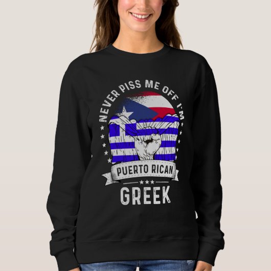 Sweatshirt Puerto Rico Flag Greece Grown Humor Pride (Devant)