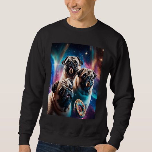 Sweatshirt Pugs Dans L'espace Avec Des Donuts Mignons Garçons (Devant)