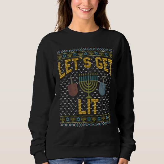 Sweatshirt Pull Hanukka laid Allumons-nous en buvant 1 (Devant)