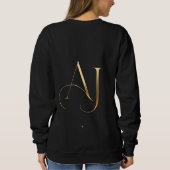 Sweatshirt Pull noir à manches longues avec polices dorées AJ (Dos)