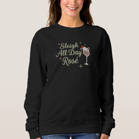 Sweatshirt Pull rose Sleigh All Day pour Noël (Devant)