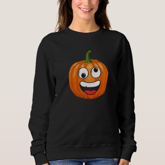 Sweatshirt Pumpkin Emoje Eye Open Halloween Fun Season Costum (Devant)