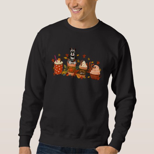 Sweatshirt Pumpkin Latte Coffee Cups Schnauzer Fall Vibes Tha (Devant)