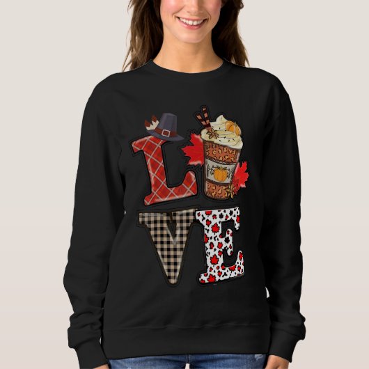 Sweatshirt Pumpkin Spice Fall Buffalo Plaid Love Thanksgiving (Devant)