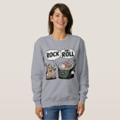 Sweatshirt Pun de dessin animé Rock and Roll Sushi (Devant entier)