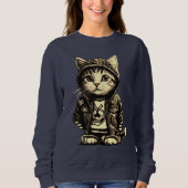 Sweatshirt Punk Rock Kitten Cute Cat Design (Devant)