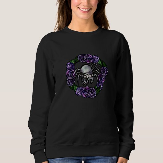Sweatshirt Purple Roses Jumping Spider Artwork watercolor (Devant)