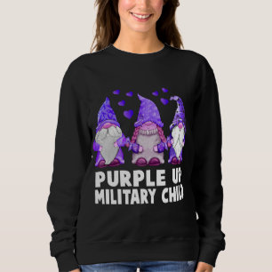 Sweatshirt Purple Up For Military Child Kids Gnomes mignons