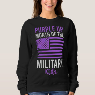 Sweatshirt Purple Up For Military Kids Adult Cool American Fl