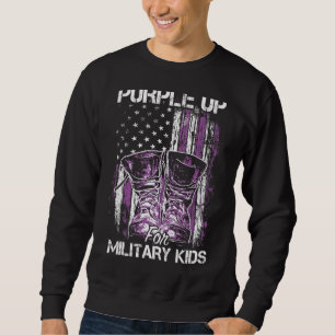 Sweatshirt Purple Up For Military Kids Patriots Boots America