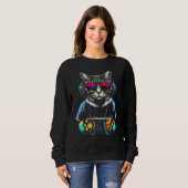 Sweatshirt Purrfect DJ Vibes Cat Kitty on Turntables (Devant entier)