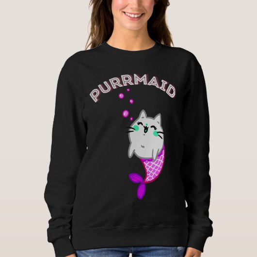 Sweatshirt Purrmaid Chat Mermaid Chats d'été Magie Mystical K (Devant)