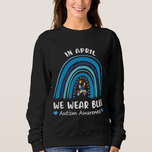 Sweatshirt Puzzle Arc En Avril Nous Portons Blue Autism Award (Devant)