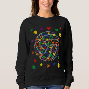 Sweatshirt Puzzle Volleyball Autisme Sport Sensibilisation su