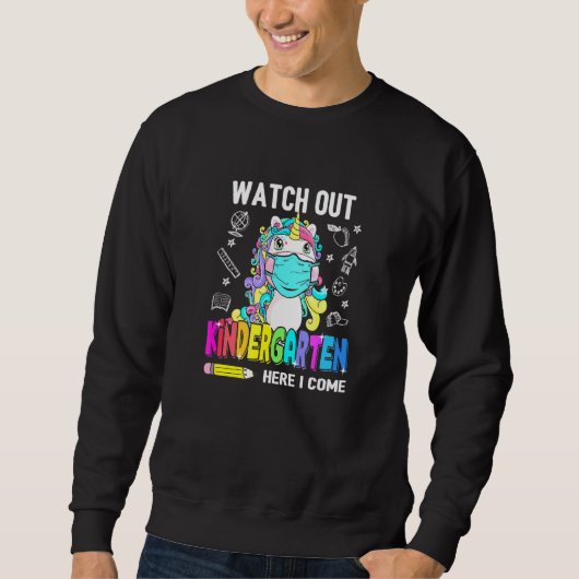 Sweatshirt Quarantaine jardin d'enfants Masque visage Unicorn (Devant)