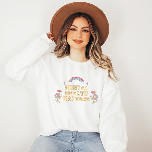 Sweatshirt Questions de santé mentale | Super Rainbow Peach C