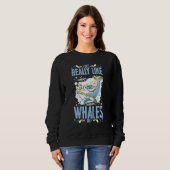 Sweatshirt Queue de baleine bleue baleines à bosse citations (Devant entier)