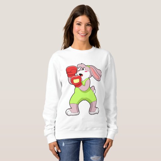Sweatshirt Rabbit à la boxe avec gants de boxe (Devant entier)