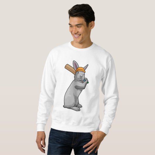 Sweatshirt Rabbit at Cricket with Cricket bat (Devant entier)
