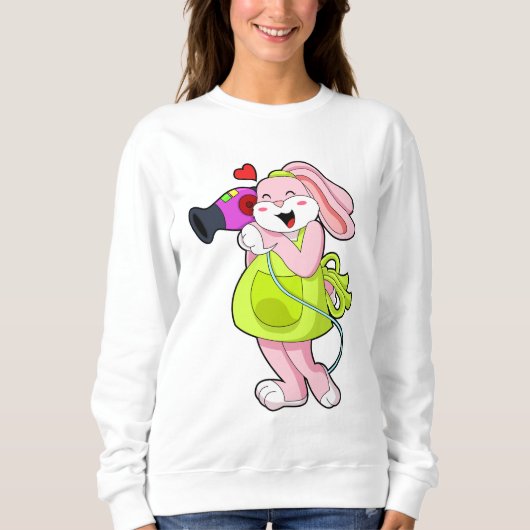 Sweatshirt Rabbit comme coiffeur avec sèche-cheveux (Devant)