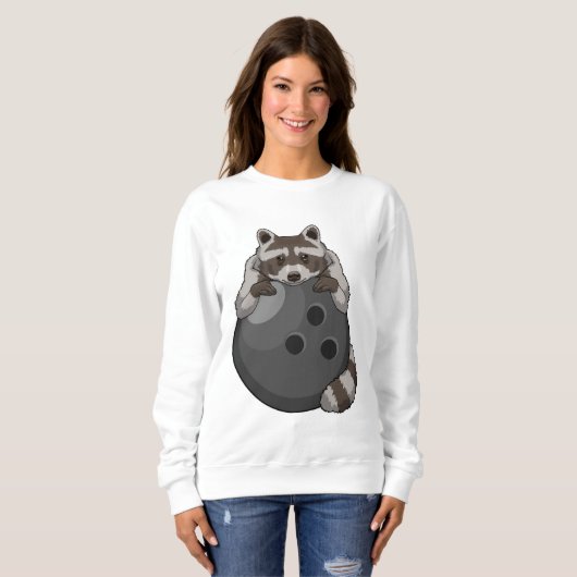 Sweatshirt Raccoon à Bowling avec Bowling (Devant entier)