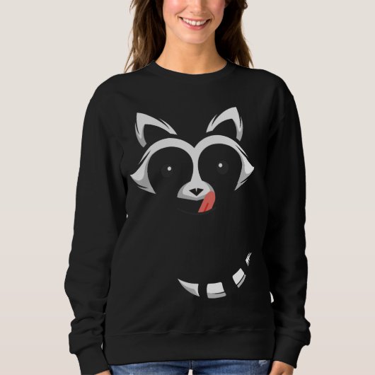 Sweatshirt Raccoon Visage Halloween Costume Avec Queue (Devant)