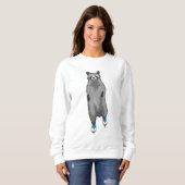 Sweatshirt Racon au patinage sur glace avec patins sur glace (Devant entier)