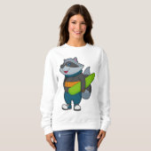 Sweatshirt Racoon as Snowboarder avec snowboard (Devant entier)