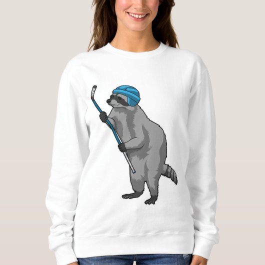 Sweatshirt Racoon au hockey sur glace avec bâton de hockey su (Devant)