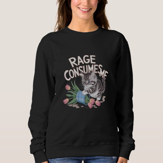 Sweatshirt Rage me consomme fleur de chats mal graphique (Devant)