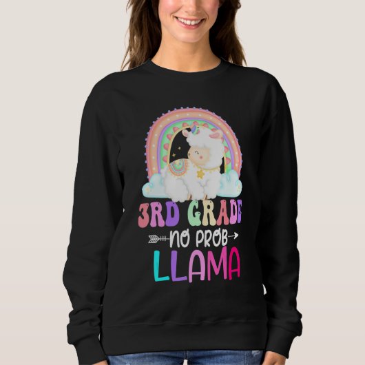 Sweatshirt Rainbow 3rd Grade No Prob Llama 100th Day of Schoo (Devant)