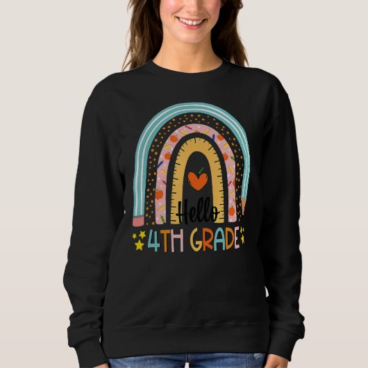 Sweatshirt Rainbow Bonjour 4e année Enseignant de 4e année Pr (Devant)