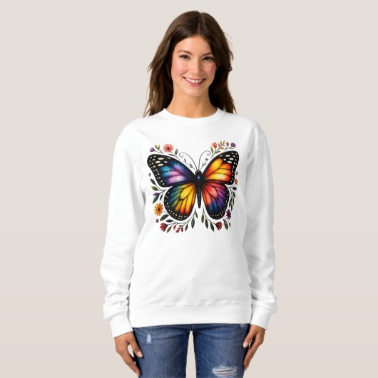 Sweatshirt Rainbow Butterfly Art (Devant entier)