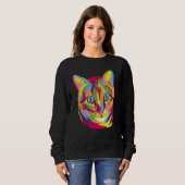 Sweatshirt Rainbow Cat Cool Retro Amusement bizarre Bizarre A (Devant entier)