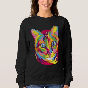 Sweatshirt Rainbow Cat Cool Retro Amusement bizarre Bizarre A