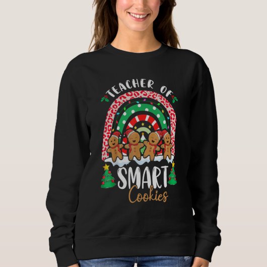 Sweatshirt Rainbow Christmas Teacher Of Smart Cookies Cute Gi (Devant)