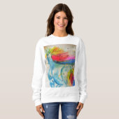 Sweatshirt Rainbow Cute Unicorne Womans Aquarelle Art (Devant entier)