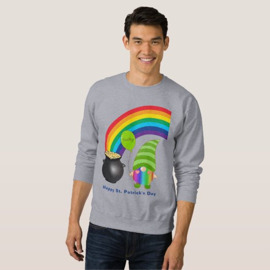 Sweatshirt Rainbow Gnome Pot or St Paddys Day (Devant entier)