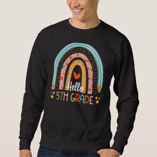 Sweatshirt Rainbow Hello 5th Grade enseignant élève Premier j (Devant)